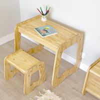 Mesa Com Banquinho Infantil Encanto Em Madeira Natural - 2