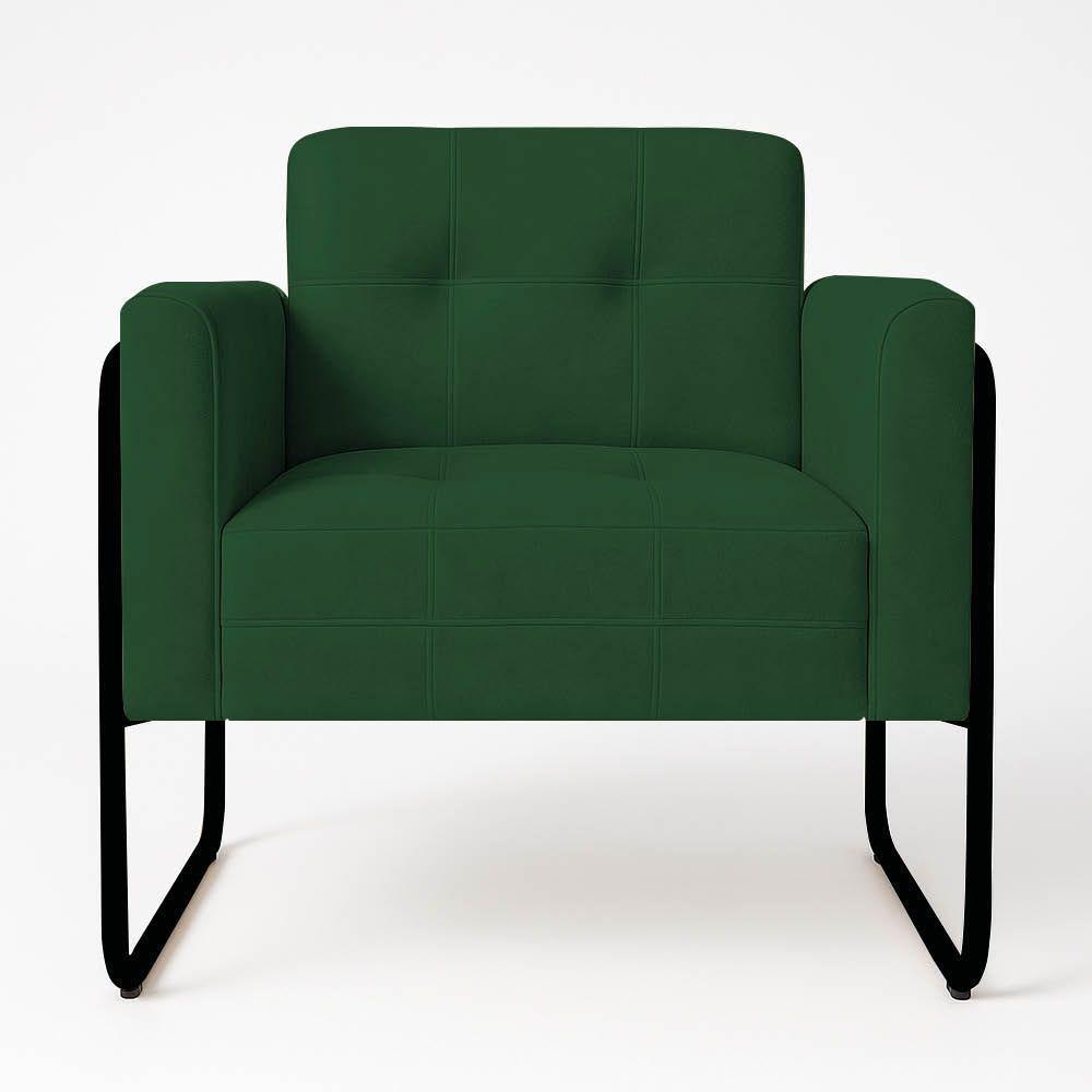 Poltrona Sala Industrial Alta Tubo Preto Kit 2 Elisa Suede D03 - D'rossi Cor Verde - 5