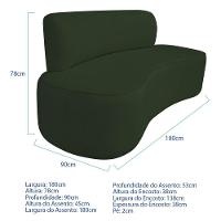 Kit Recamier Curvo Amsterdã 180cm E 2 Poltronas Amore Luxo Linho Cor Verde - 3