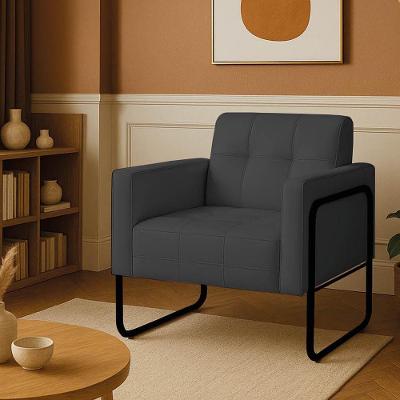 Poltrona Sala Industrial Alta Tubo Preto Elisa Sintético Grafite D03 - D'rossi