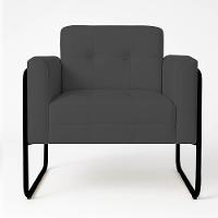 Poltrona Sala Industrial Alta Tubo Preto Elisa Sintético Grafite D03 - D'rossi - 6