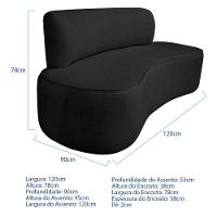 Kit Recamier Curvo Amsterdã 120cm E Poltrona Amore Luxo Linho Cor Preto - 3