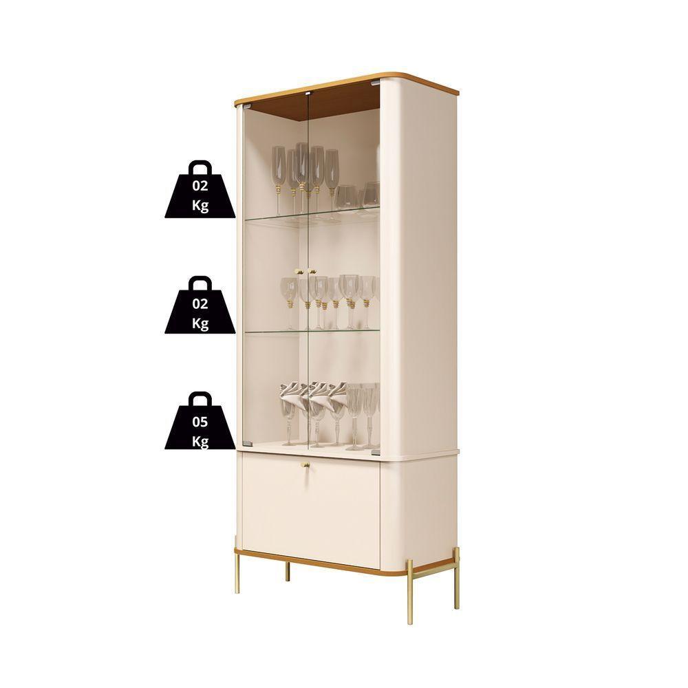 Cristaleira Tucupi Off White Com Nature Pe Dourado - Moveis Jb - 4