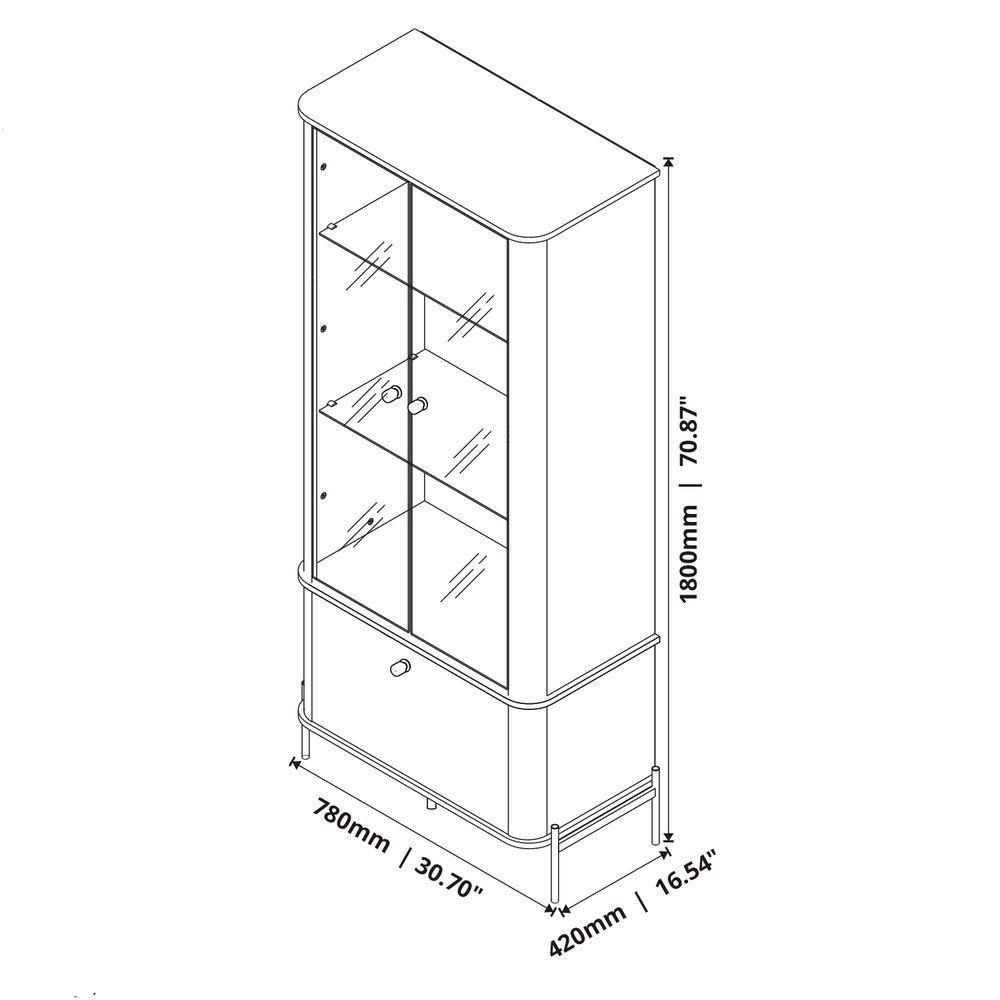 Cristaleira Tucupi Off White Com Nature Pe Dourado - Moveis Jb - 6