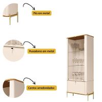 Cristaleira Tucupi Off White Com Nature Pe Dourado - Moveis Jb - 5