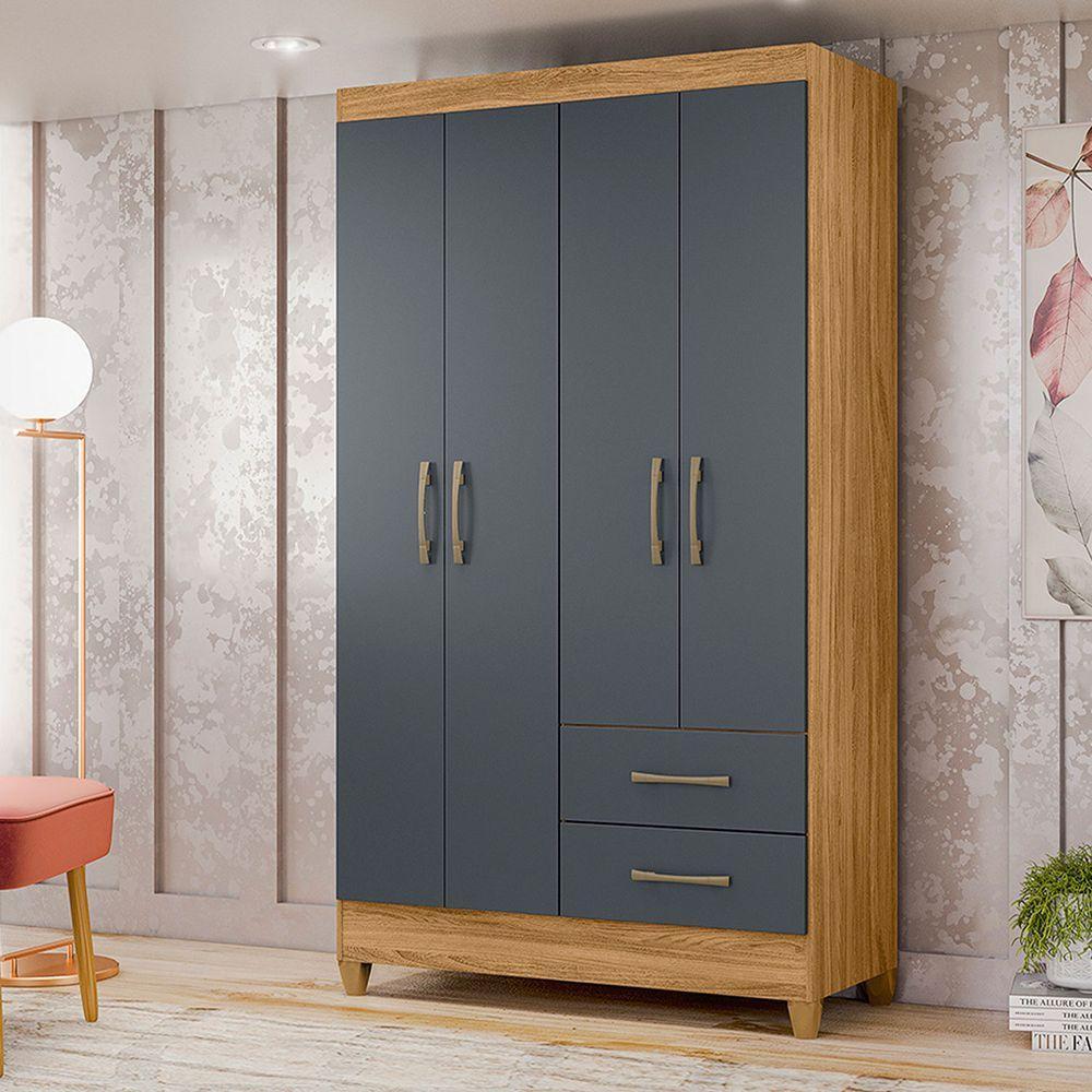 Guarda Roupa Casal Roupeiro Chile 4 Portas Gavetas Freijo-cinza - Moval - 2