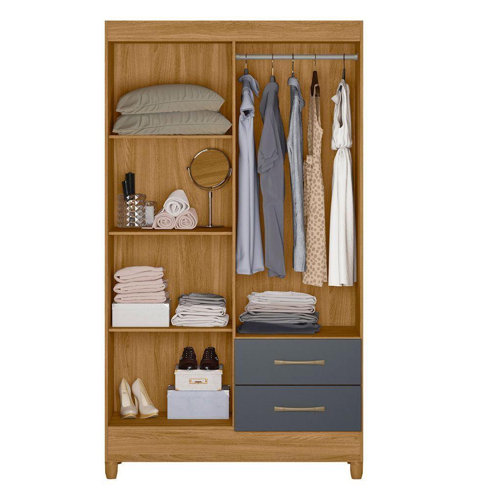 Guarda Roupa Casal Roupeiro Chile 4 Portas Gavetas Freijo-cinza - Moval - 3