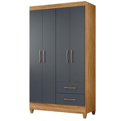 Guarda Roupa Casal Roupeiro Chile 4 Portas Gavetas Freijo-cinza - Moval