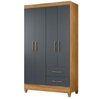 Guarda Roupa Casal Roupeiro Chile 4 Portas Gavetas Freijo-cinza - Moval - 1