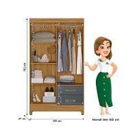 Guarda Roupa Casal Roupeiro Chile 4 Portas Gavetas Freijo-cinza - Moval - 6