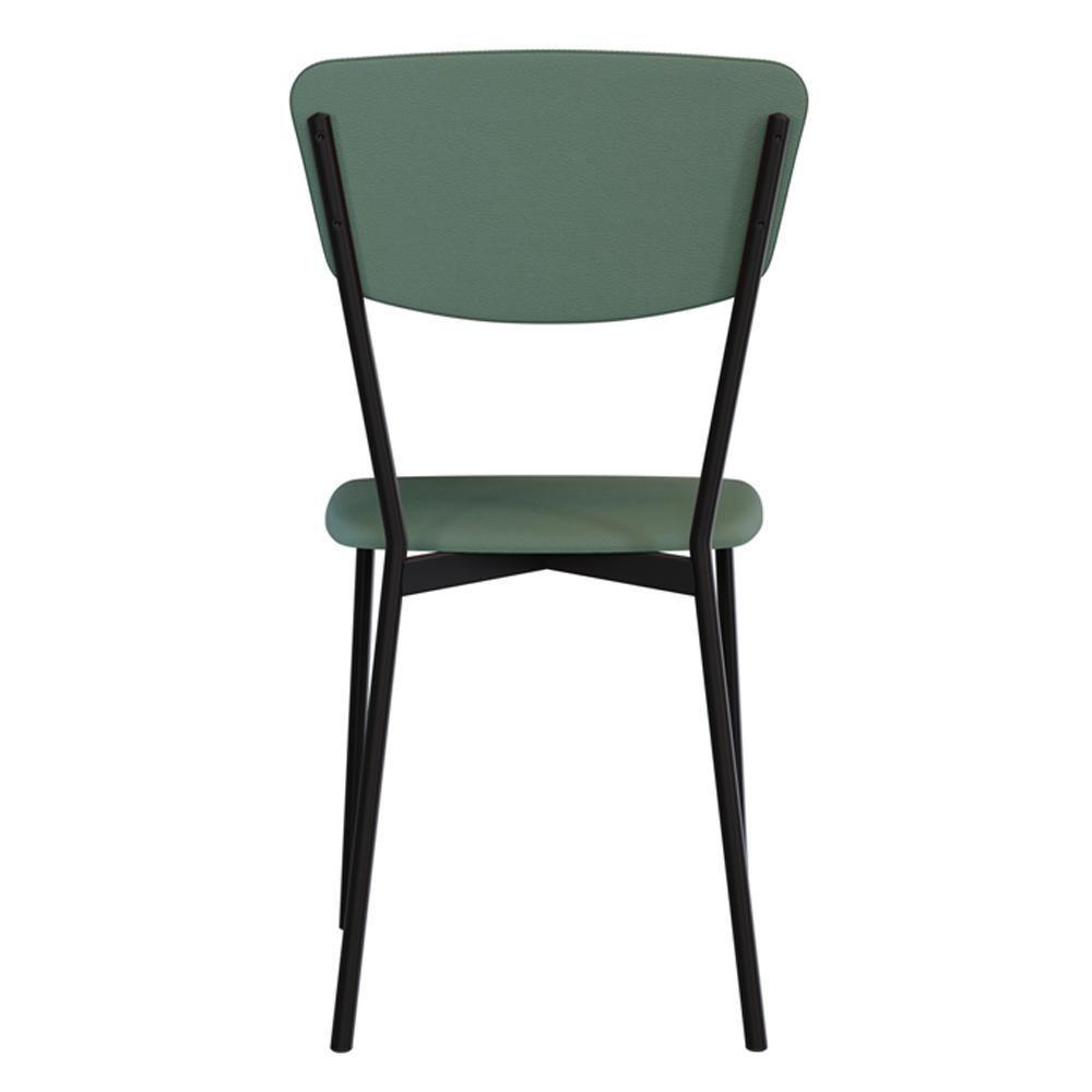 Kit 05 Cadeira Para Sala De Jantar Village Preto C01 Courino Verde Sálvia - Lyam Decor - 3
