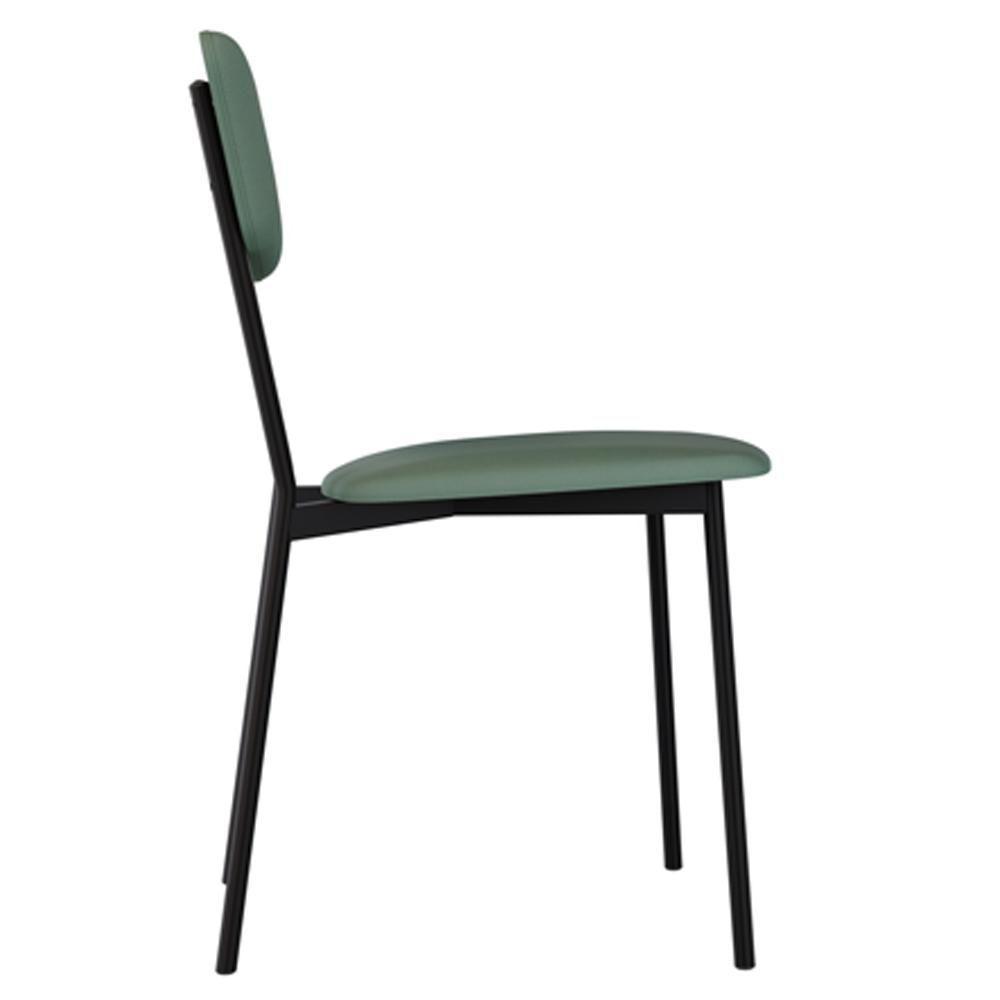 Kit 05 Cadeira Para Sala De Jantar Village Preto C01 Courino Verde Sálvia - Lyam Decor - 6