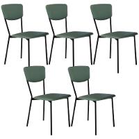 Kit 05 Cadeira Para Sala De Jantar Village Preto C01 Courino Verde Sálvia - Lyam Decor - 1