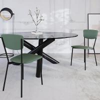 Kit 05 Cadeira Para Sala De Jantar Village Preto C01 Courino Verde Sálvia - Lyam Decor - 2