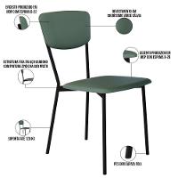 Kit 05 Cadeira Para Sala De Jantar Village Preto C01 Courino Verde Sálvia - Lyam Decor