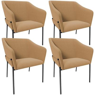 Kit 4 Cadeiras Para Sala De Jantar Estar Living Olívia L02 Bouclê Mostarda - Lyam Decor