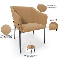 Kit 4 Cadeiras Para Sala De Jantar Estar Living Olívia L02 Bouclê Mostarda - Lyam Decor