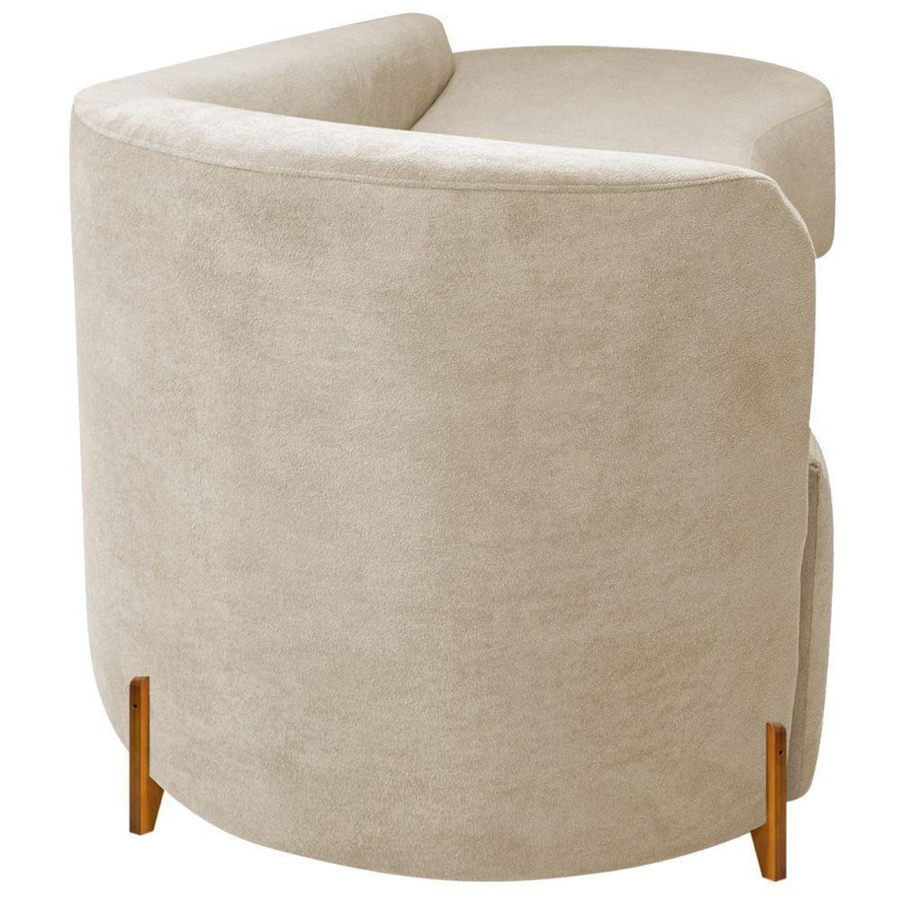 Divã Recamier Orgânico França 220cm Lado Dir Pés Madeira Linho Cor Bege - 2