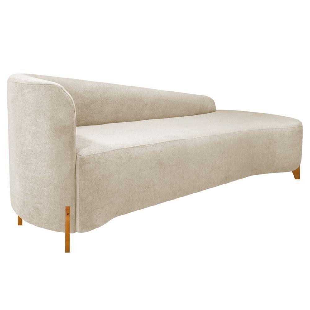 Divã Recamier Orgânico França 220cm Lado Dir Pés Madeira Linho Cor Bege - 6