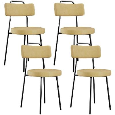 Kit 04 Cadeiras Decorativas Estofada Sala De Jantar Barcelona L02 Couríssimo Casco Fendi - Lyam Decor