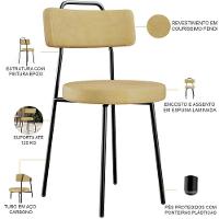 Kit 04 Cadeiras Decorativas Estofada Sala De Jantar Barcelona L02 Couríssimo Casco Fendi - Lyam Decor