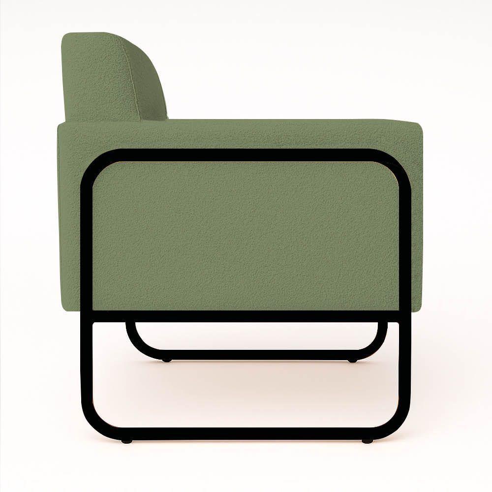 Poltrona Sala Industrial Alta Tubo Preto Kit 2 Elisa Bouclê D03 - D'rossi Cor Pistache - 7