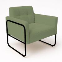 Poltrona Sala Industrial Alta Tubo Preto Kit 2 Elisa Bouclê D03 - D'rossi Cor Pistache - 6