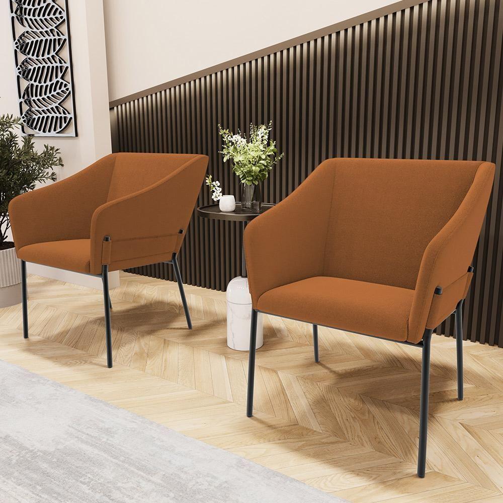 Kit 3 Cadeiras Para Sala De Jantar Estar Living Olívia L02 Bouclê Terracota - Lyam Decor - 5