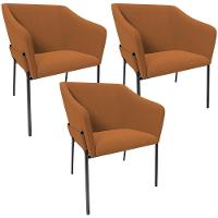 Kit 3 Cadeiras Para Sala De Jantar Estar Living Olívia L02 Bouclê Terracota - Lyam Decor - 1