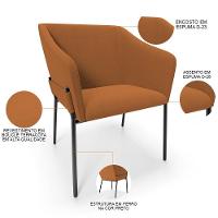 Kit 3 Cadeiras Para Sala De Jantar Estar Living Olívia L02 Bouclê Terracota - Lyam Decor