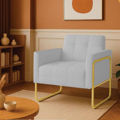 Poltrona Sala Industrial Alta Tubo Dourado Elisa Bouclê D03 - D'rossi Cor Cinza