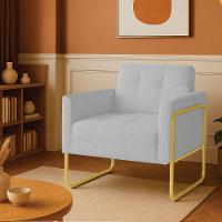 Poltrona Sala Industrial Alta Tubo Dourado Elisa Bouclê D03 - D'rossi Cor Cinza - 1