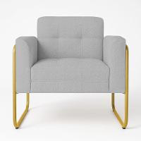 Poltrona Sala Industrial Alta Tubo Dourado Elisa Bouclê D03 - D'rossi Cor Cinza - 2