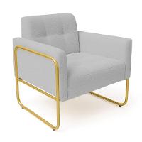 Poltrona Sala Industrial Alta Tubo Dourado Elisa Bouclê D03 - D'rossi Cor Cinza - 5