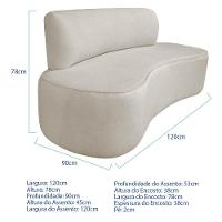Kit Recamier Curvo Amsterdã 120cm E 2 Poltronas Amore Luxo Linho Cor Bege - 3