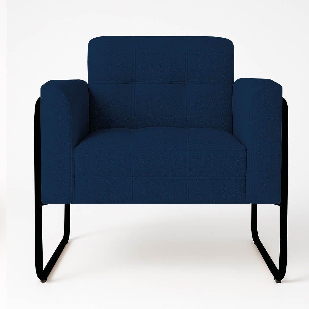 Poltrona Sala Industrial Alta Tubo Preto Elisa Bouclê Azul D03 - D'rossi - 5