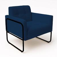 Poltrona Sala Industrial Alta Tubo Preto Elisa Bouclê Azul D03 - D'rossi - 3