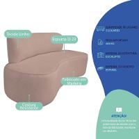Kit Recamier Curvo Amsterdã 200cm E 2 Poltronas Amore Luxo Linho Cor Rosê