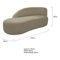 Divã Recamier Curvo Luna 140cm Lado Esquerdo Suede - Amarena Móveis Cor Cappuccino - 2