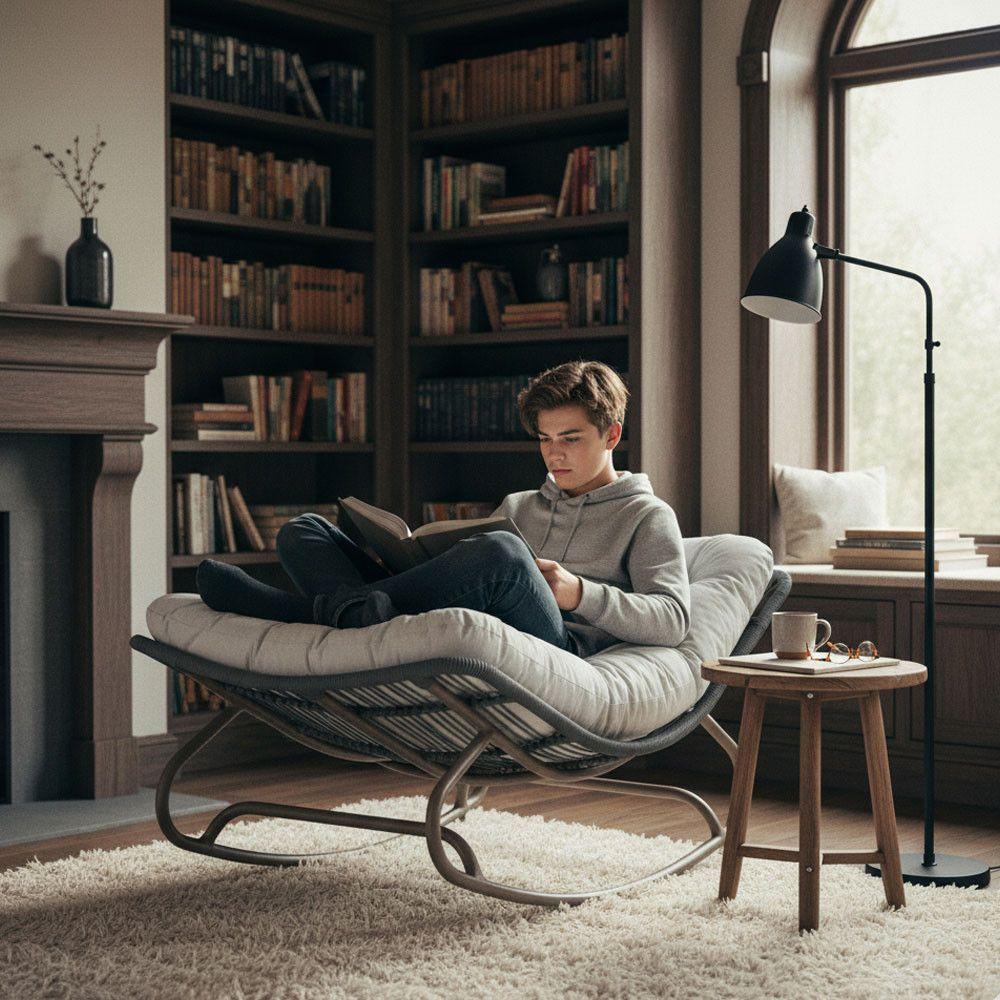 2 Poltronas Balanço Vienacorda Náutica Trama Original Cinza - 3