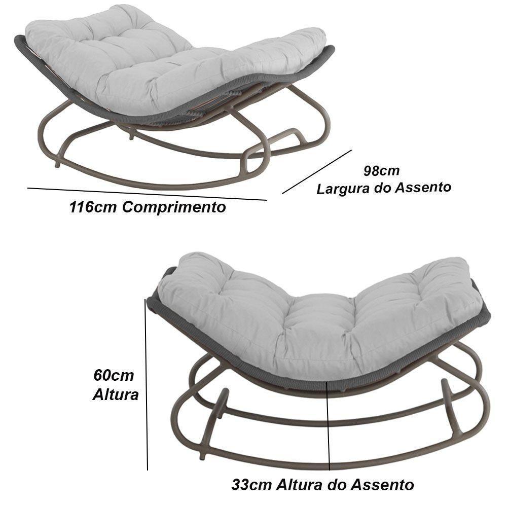 2 Poltronas Balanço Vienacorda Náutica Trama Original Cinza - 5