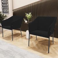 Kit 3 Cadeiras Para Sala De Jantar Estar Living Olívia L02 Suede Preto - Lyam Decor - 2