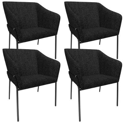 Kit 4 Cadeiras Para Sala De Jantar Estar Living Olívia L02 Linho Chumbo - Lyam Decor