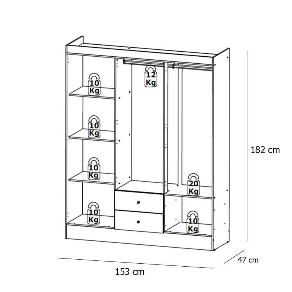 Guarda Roupa Casal Astro 6 Portas Almendra Off White E Cômoda Gaveteiro Condessa Almendra- Thb - 4