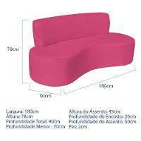 Sofá Curvo 3 Lugares Amsterdã 180cm Suede Cor Pink - 2