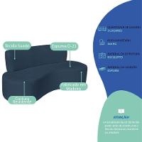 Sofá Curvo 3 Lugares Amsterdã 180cm Suede Cor Azul Marinho