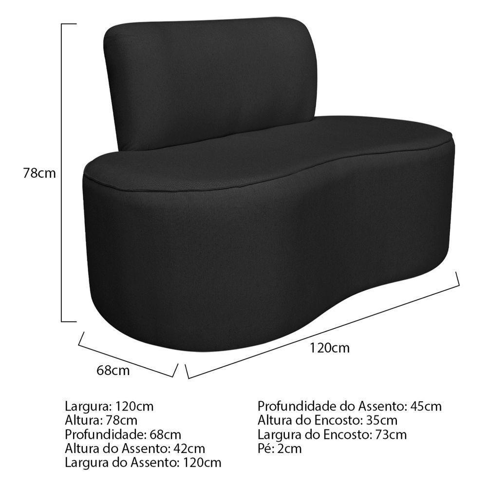 Sofá Curvo 2 Lugares Amsterdã 120cm Bouclé - Adj Decor Cor Preto - 3