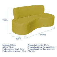 Sofá Curvo 3 Lugares Amsterdã 180cm Suede Cor Amarelo - 2