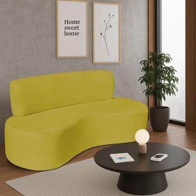 Sofá Curvo 2 Lugares Amsterdã 140cm Suede Cor Amarelo