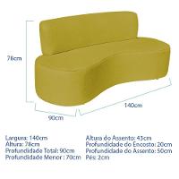 Sofá Curvo 2 Lugares Amsterdã 140cm Suede Cor Amarelo - 3